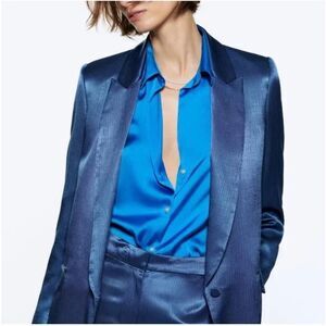 Zara Sleek Blue Satin jacket